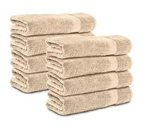 Komfortec Lot de 8 Serviettes 50x100 cm, 100% Coton, Douces et Absorbantes, Serviettes de Toilette, Beige