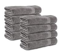 Komfortec Lot de 8 Serviettes de Toilette 50 x 100 cm en 100% Coton 470 g/m² - Tissu éponge Doux Gris Anthracite