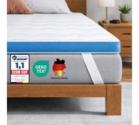 Komfortec Surmatelas 180 x 200 cm en Mousse à mémoire de Forme avec Gel, 7,5 cm de Haut, certifié Oeko-Tex, surmatelas Lavable, Housse en Aloe Vera