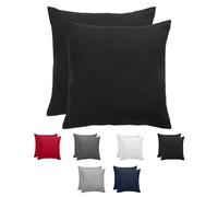 Komfortec Taie d'oreiller 40x40, Lot de 2, Housse Coussin Douce Et Brossée, Certifiée Oeko-TEX, Douce et Respirante, avec Fermeture éclair, Noir