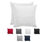 Komfortec Taie d'oreiller 40x40, Lot de 2, Housse Coussin Douce Et Brossée, Certifiée Oeko-TEX, Douce et Respirante, avec Fermeture éclair, Blanc