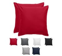 Komfortec Taie d'oreiller 40x40, Lot de 2, Housse Coussin Douce Et Brossée, Certifiée Oeko-TEX, Douce et Respirante, avec Fermeture éclair, Rouge