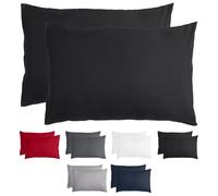 Komfortec Taie d'oreiller 40x60, Lot de 2, Housse Coussin Douce Et Brossée, Certifiée Oeko-TEX, Douce et Respirante, avec Fermeture éclair, Noir