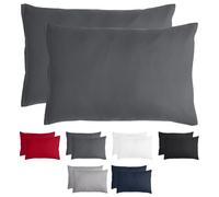 Komfortec Taie d'oreiller 40x60, Lot de 2, Housse Coussin Douce Et Brossée, Certifiée Oeko-TEX, Douce et Respirante, avec Fermeture éclair, Anthracite