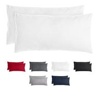Komfortec Lot de 2 taies d'oreiller de 40 x 80 cm en Microfibre brossée, avec Fermeture éclair, Respirante et Douce - Blanc