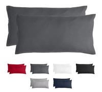 Komfortec Taie d'oreiller - Lot de 2-40x80 cm 100% Microfibre 120g/m², Super Doux Housse de Coussin, Anthracite
