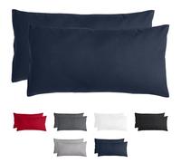 Komfortec Taie d'oreiller 40x80, Lot de 2, Housse Coussin Douce Et Brossée, Certifiée Oeko-TEX, Douce et Respirante, avec Fermeture éclair, Bleu