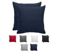 Komfortec Taie d'oreiller 80x80, Lot de 2, Housse Coussin Douce Et Brossée, Certifiée Oeko-TEX, Douce et Respirante, avec Fermeture éclair, Bleu