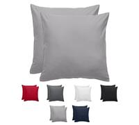 Komfortec Taie d'oreiller 80x80, Lot de 2, Housse Coussin Douce Et Brossée, Certifiée Oeko-TEX, Douce et Respirante, avec Fermeture éclair, Gris