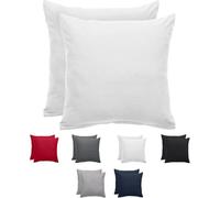 Komfortec Taie d'oreiller 80x80, Lot de 2, Housse Coussin Douce Et Brossée, Certifiée Oeko-TEX, Douce et Respirante, avec Fermeture éclair, Blanc