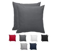 Komfortec Taie d'oreiller 80x80, Lot de 2, Housse Coussin Douce Et Brossée, Certifiée Oeko-TEX, Douce et Respirante, avec Fermeture éclair, Anthracite