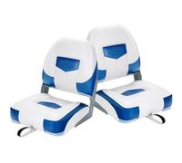 KOMFOTTEU 2 sièges de bateau pliables, Chaise de bateau rembourrée en PVC et PP, Siège de barre 11cm d'épaisseur mousse hautement élastique, Siège de bateau capacité de charge jusqu'à 110 kg, 50 x 52