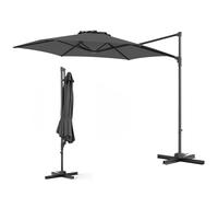 KOMFOTTEU 3M Parasol de Jardin Extérieur, Anti UV & Résistant au Vent, Parasol Déporté Hexagonal, Rotatif 360°, Parasols avec Pied Croix, pour Cour, Terrasse, Piscine, Balcon (Gris)