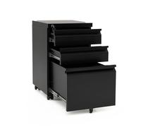 KOMFOTTEU Armoire à Dossier en Métal, 3 Tiroirs Serrure avec 2 Clés, Caisson de Bureau Mobile, Porte-Documents Format A4, Classeur de Dossiers, pour Fichier, Document, 44 x 37 x 60 cm (Noir)