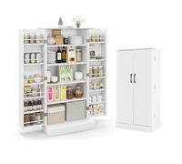 KOMFOTTEU Armoire à friandises, Meuble de Rangement, Multi-Étagères réglables, Buffet de Cuisine, Armoire de Stockage à Double Porte, pour Salon, Salle à Manger, 60 x 40 x 120 cm (Blanc)