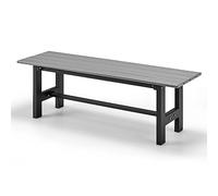 KOMFOTTEU Banc de Jardin en Métal et HDPE, Banc en Bois pour 2-3 Personnes, Bancs de Parc, Charge de 150kg, Conception en Lamelles, pour Terrasse, Balcon, 120 × 36 × 40,5 cm (Gris)