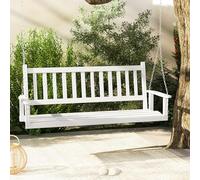 KOMFOTTEU Banc Suspendu 2 à 3 Places, Balançoire de Jardin en Bois Massif, Fauteuil Suspendu, Charge de 230/360 kg, Sièges Suspendu pour Terrasse, Patio, Jardin (Blanc, 168 x 65 x 63 cm)