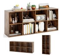 KOMFOTTEU Bibliothèque Ouverte à 2 Niveaux, 8 Casiers, Meuble Rangement en Bois avec 2 Dispositifs Anti-basculement, Armoire de Chambre Basse, pour Livres & Jouets, 121,5 x 29 x 61 cm (Brun)