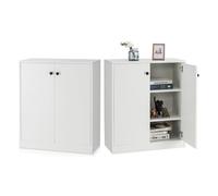 KOMFOTTEU Buffet avec 2 Portes, Meuble Bas de Cuisine, 3 Niveaux, Armoire de Rangement avec Dispositifs Anti-basculement, pour Salon, Salle à Manger, Chambre, Entrée, 72 x 34 x 85,5 cm (Blanc)