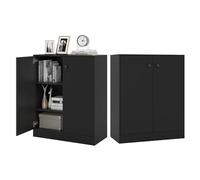 KOMFOTTEU Buffet avec 2 Portes, Meuble Bas de Cuisine, 3 Niveaux, Armoire de Rangement avec Dispositifs Anti-basculement, pour Salon, Salle à Manger, Chambre, Entrée, 72 x 34 x 85,5 cm (Noir)