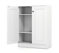 KOMFOTTEU Buffet Bas avec 2 Portes, Meuble Rangement de Cuisine, 3 Niveaux avec 2 Étagères réglables & Kit Anti-basculement, pour Salon, Salle à Manger, Chambre, Entrée, 60 x 30 x 80 cm (Blanc)