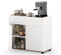 KOMFOTTEU Buffet Bas de Cuisine, Armoire à 2 Portes & 1 Tiroir, Meuble Rangement avec Kit Anti-basculement, Armoire de Stockage, pour Salle à Manger, Salon, 80 x 35 x 70 cm (Blanc)