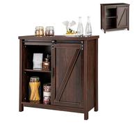 KOMFOTTEU Buffet Bas, Style Industriel, Meuble Cuisine, 4 Casier avec 2 Portes coulissantes, Meuble Rangement en Bois, Idéal pour Cuisine Salle à Manger, Salon, 80 x 40 x 82cm