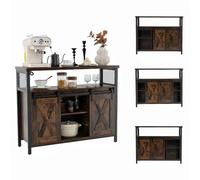 KOMFOTTEU Buffet Bas, Style Industriel, Meuble Cuisine, 6 Casier avec 2 Portes coulissantes, Meuble Rangement en Bois, Idéal pour Cuisine Salle à Manger, Salon, 100 x 30 x 80 cm