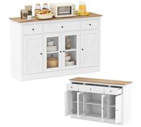 KOMFOTTEU Buffet Cuisine, 2 Armoires à Portes & 3 Tiroirs, Meuble Rangement avec Kit Anti-basculement, Armoire de Stockage, Étagères réglables, pour Salle à Manger, Salon, 140 x 40 x 90 cm (Blanc)