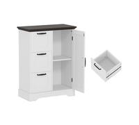 KOMFOTTEU Buffet de Cuisine, 3 Tiroir & Armoire à Portes, Meuble Rangement, Loquet magnétique pour Porte, Buffet Bas, Kit Anti-basculement, pour Salon, Salle à Manger, 60 x 30 x 80 cm (Blanc)