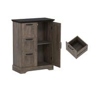KOMFOTTEU Buffet de Cuisine, 3 Tiroir & Armoire à Portes, Meuble Rangement, Loquet magnétique pour Porte, Buffet Bas, Kit Anti-basculement, pour Salon, Salle à Manger, 60 x 30 x 80 cm (Vintage)