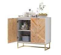 KOMFOTTEU Buffet de Cuisine à 2 Portes, Meuble Rangement avec Protection Anti-basculement, Armoire de Rangement, Pieds métalliques, 80 x 40 x 80 cm, pour Salon, Cusine, Salle à Manger (Blanc)