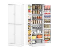 KOMFOTTEU Buffet de Cuisine à Double Porte, Meuble Colonne Cuisine, Multi-Étagères réglables, Garde Manger avec Kit Anti-basculement, pour Salon, Salle à Manger, 60 x 35 x 166,5 cm, Blanc