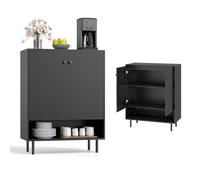 KOMFOTTEU Buffet de Cuisine avec Armoires à 2 Portes & 1 Casies, Meuble Rangement, Étagère Réglable à 5 Niveaux, Armoire de Rangement, pour Salon, Salle à Manger, 75 x 35 x 95 cm (Noir)