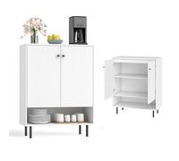 KOMFOTTEU Buffet de Cuisine avec Armoires à 2 Portes & 1 Casies, Meuble Rangement, Étagère Réglable à 5 Niveaux, Armoire de Rangement, pour Salon, Salle à Manger, Blanc, 75 x 35 x 95 cm (Blanc)