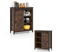 KOMFOTTEU Buffet de cuisine avec porte coulissante de grange, armoire de salle à manger avec 6 compartiments et étagères réglables à 3 niveaux, meuble industriel, 70 x 30 x 81 cm