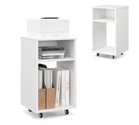 KOMFOTTEU Caisson de Bureau à roulettes verrouillables, 2 Étagères Semi-Ouvertes, Classeur de Dossiers, Petit Support d'imprimante, pour Bureau, Salon, Studios, 33 x 30 x 58 cm, Blanc