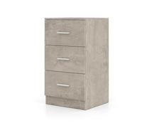 KOMFOTTEU Caisson de Bureau avec 3 Tiroirs, Petite Commode multifonctionnelle avec Tapis de Protection, Classeur de Dossiers avec Dispositif Anti-basculement, 37 x 34 x 66,5 cm (Lot de 1, Ciment)