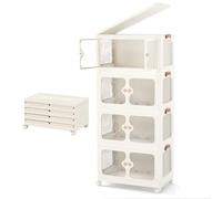 KOMFOTTEU Caisson de Rangement plastique avec 2 Roulette verrouillables, Boîte de Rangement Pliable, 159/212L/266 L, Tour de Rangement Plastique mobile, Charg 10 kg de chaque Boîte (4 Niveaux)