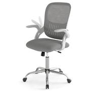 KOMFOTTEU Chaise Bureau, Hauteur réglable, Siege Bureau, Accoudoirs rabattables, Fauteuil Bureau Ergonomique, Tissu Mesh Respirant, Roulette pivotante à 360°, pour Maison, Bureau, Lecture, Gris