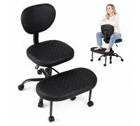 KOMFOTTEU Chaise Bureau, Pivotante à 360 °, Hauteur Réglable, Noir | Chaise à Genoux Polyvalente Ergonomique avec Roues, pour Plusieurs Positions Assises, Meilleure Posture, Amateurs de Yoga