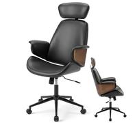 KOMFOTTEU Chaise de Bureau Hauteur Réglable, Fauteuil Bureau Rétro en Similicuir, Appui-tête Ajustable, Siège Rembourré Pivotant à 360°, 5 roulettes Universelles, Chaise d’Ordinateur Gamer Ergonomiqu