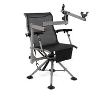 KOMFOTTEU Chaise de Chasse Pivotante à 360°, Chaise Pliante d'Extérieur avec Pieds réglables et Support de Fusil, Siège de Tireur d'Élite avec Pochette de Rangement, Charge de 150 kg (Modèle II)