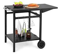 KOMFOTTEU Chariot Barbecue, Plateau Pliable, 2 Étagères, 96,5x64x75,5 cm