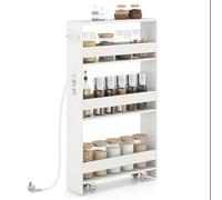 KOMFOTTEU Chariot Rangement, Station Recharg, Blanc, 47,5x13x80,5cm