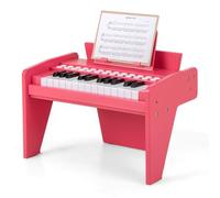 KOMFOTTEU Clavier 25 Touches pour Enfants, Piano Électronique avec Touche Lumineuse & Pupitre, Piano Numérique pour Enfant de 18+ Mois, Enregistrement & Lecture, Mode Apprentissage (Rose)