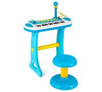 KOMFOTTEU Clavier 31 Touches pour Enfants, Piano Électronique avec Effets Sonores Lumineux & Microphone, Jouet INCL. 22 Beat/8 Tons/7 Rythmes (Bleu)