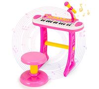 KOMFOTTEU Clavier pour Enfants 31 Touches avec Effets sonores Lumineux & Microphone, Piano électronique Jouet IN lavier pour Enfants 22 Beat/8 Tons/7 rythmes (Rose)
