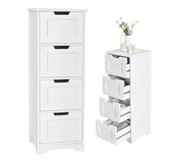 KOMFOTTEU Colonne de Salle de Bain avec 4 Tiroirs, Meuble de Rangement étroite en Bois, Commode de Stockage adapté aux Petits Espaces, pour Salon, Chambre, 30 x 30 x 83 cm, Blanc