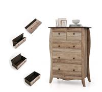 KOMFOTTEU Commode avec 5 Tiroirs de 2 Tailles, Armoire Chambre en Tissu & Bois, Meuble Rangement Dispositif Anti-basculement, pour Salon, Bureau, 67,5 x 38,5 x 97 cm (Brun)
